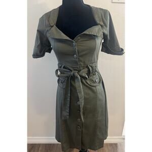 Y2K Voodoo Vixen Retro Military Dress Women’s Small Military Green
